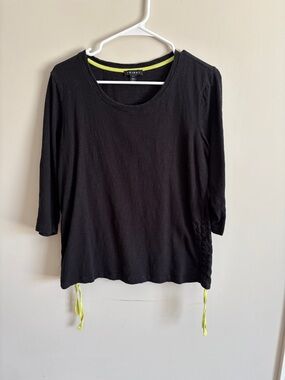 Tribal Black 3/4 Sleeve Tee with Neon Lime Trim